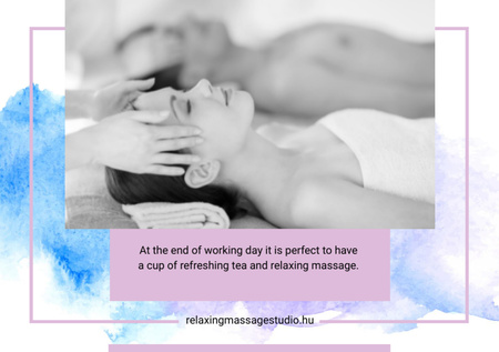 Relaxing After Working Day With Massage Postcard A5 Design Template