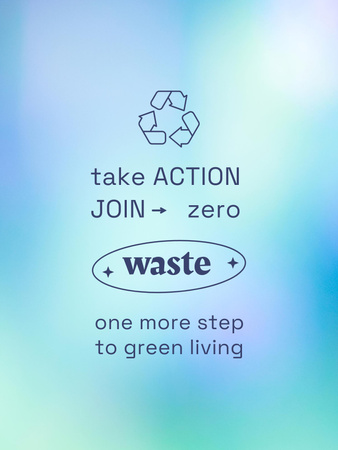 Zero Waste Concept with Recycling Icon on Blue Poster US Design Template