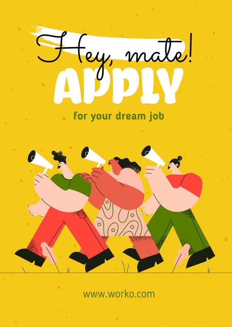 Vacancy Ad with People holding Megaphones Poster – шаблон для дизайну
