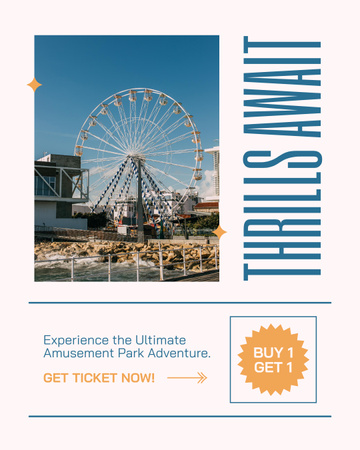 Ontwerpsjabloon van Instagram Post Vertical van Thrilling Ferris Wheel In Amusement Park Promotion