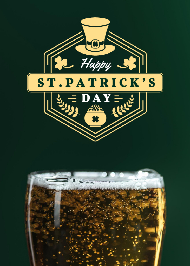 St.Patricks Day Greeting with Glass of Beer Flayer Šablona návrhu