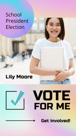 School President Election Announcement And Smiling Candidate Instagram Video Story Design Template