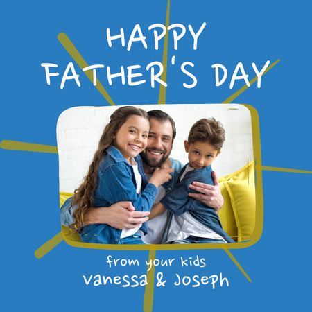 Warm Wishes for a Fantastic Father's Day on Blue Instagram Design Template