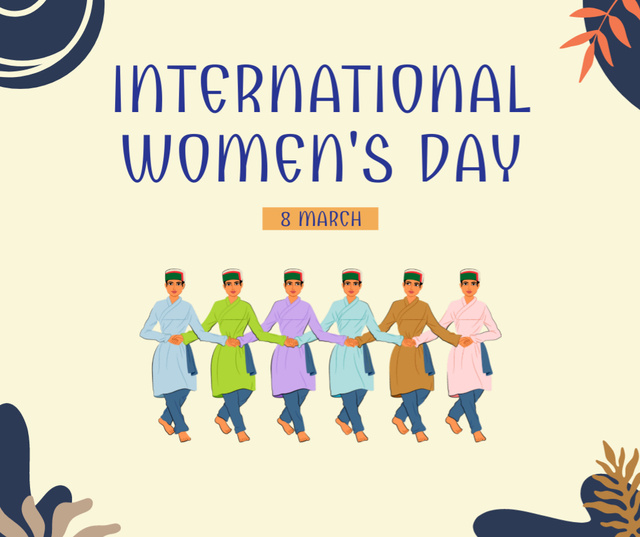 Women dancing in National Costumes on Women's Day Facebookデザインテンプレート