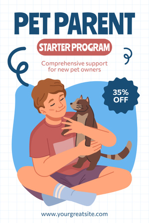 Ontwerpsjabloon van Pinterest van Beginnersprogramma voor huisdierouders met korting