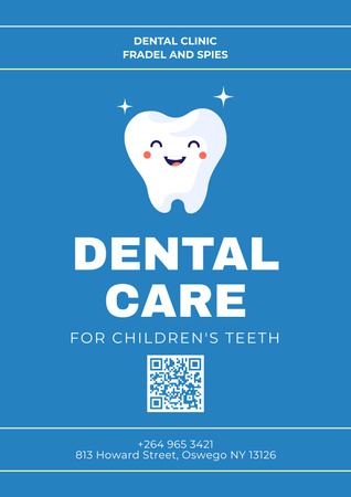 Dental Care Services with Smiling Tooth Poster – шаблон для дизайну