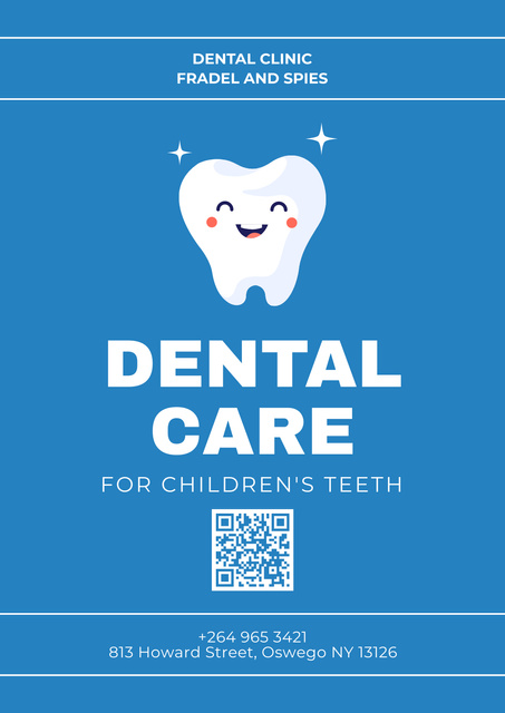 Dental Care Services with Smiling Tooth Poster tervezősablon