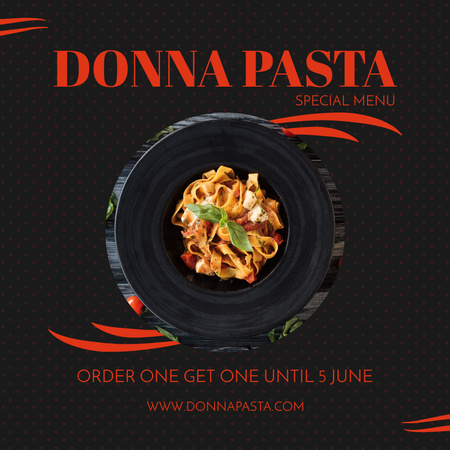 Tasty Italian Food Ad with Pasta  Instagram Design Template