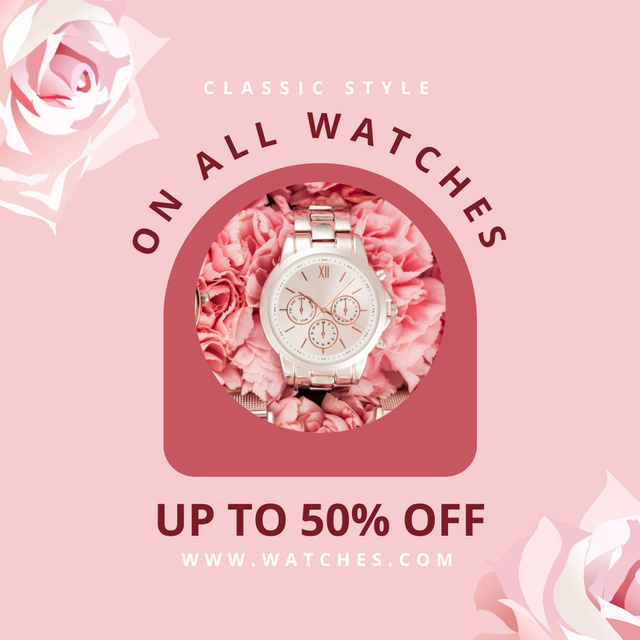 Discount Offer on Female Watches Instagram Design Template