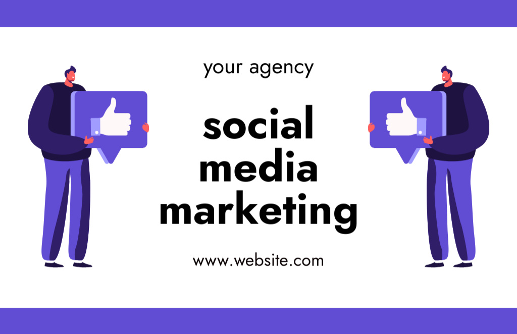 Social Media Marketing Agency Offer Business Card 85x55mm Design Template