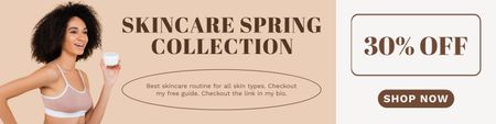 Designvorlage Spring Skincare Collection Sale mit schöner afroamerikanischer Frau für Twitter