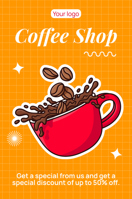 Template di design Coffee Shop Offer Special Discount For Coffee Drinks Pinterest