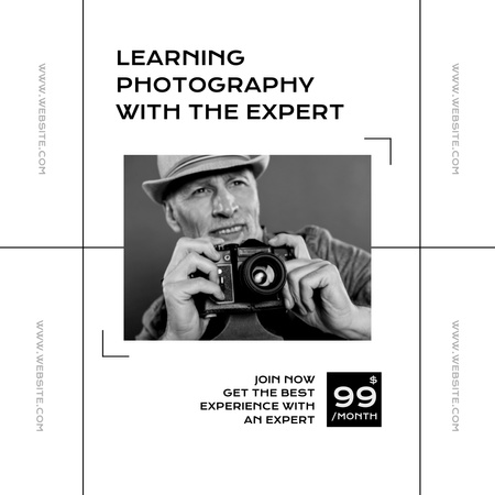 Aprendendo fotografia com especialista para idosos Instagram Modelo de Design