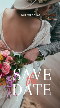 Ontwerpsjabloon van Instagram Story van de datum bruiloft uitnodiging opslaan
