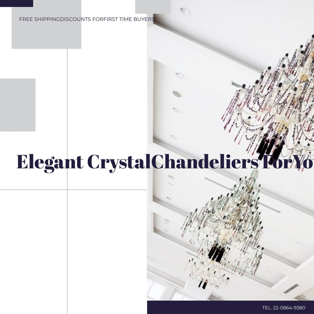 Elegant crystal Chandeliers offer Instagram AD Design Template