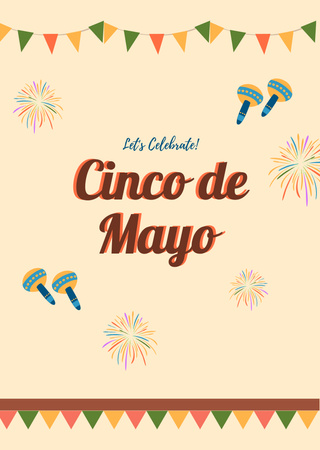 Designvorlage Cinco De Mayo Holiday Celebration With Maracas für Postcard A6 Vertical