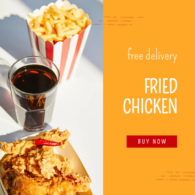 Fried Chicken Special Offer with Drink Instagram Tasarım Şablonu