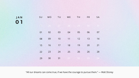 Inspirational Quote about Dreams Calendar Design Template