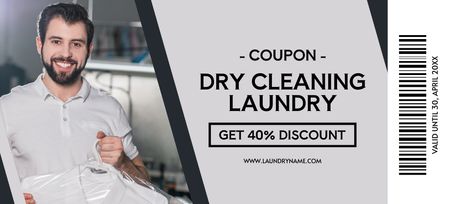 Services of Dry Cleaning and Laundry Coupon 3.75x8.25in Design Template