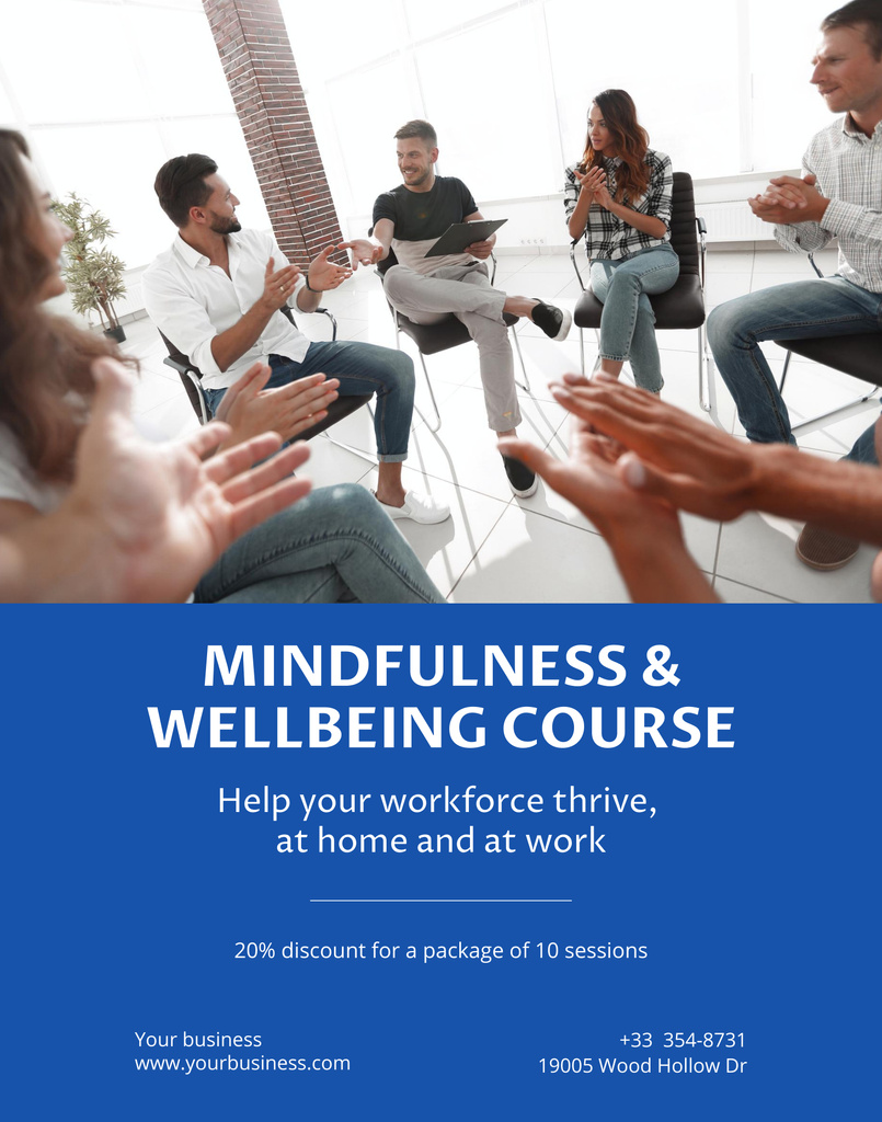 Template di design Mindfullness and Wellbeing Course with Company of Young People Poster 22x28in