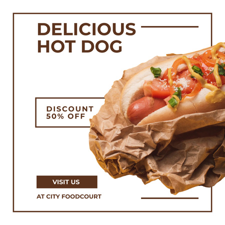 Street Food Ad with Discount on Delicious Hot Dog Instagram Design Template