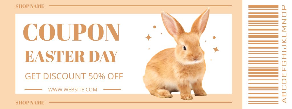 Ontwerpsjabloon van Coupon van Easter Discount Offer with Fluffy Rabbit