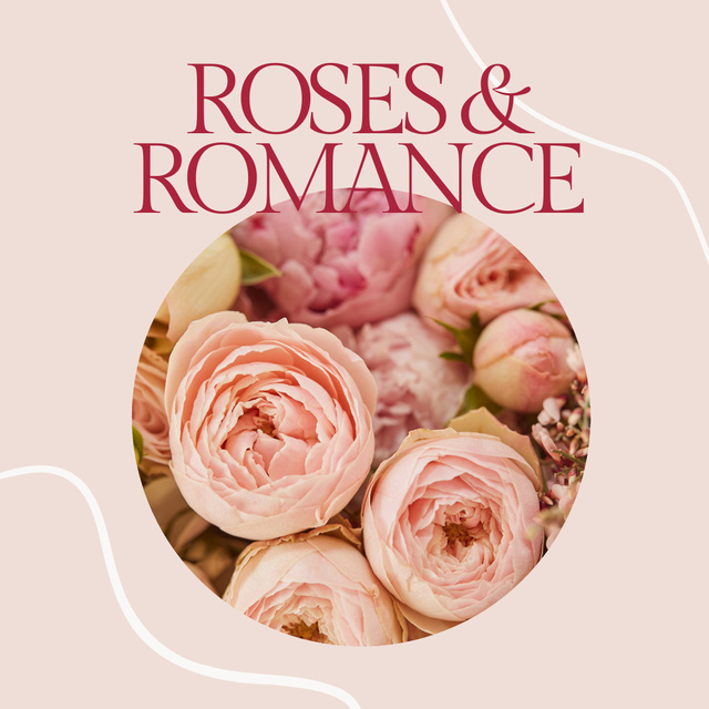 Blooming Pink Romantic Roses Animated Post Modelo de Design