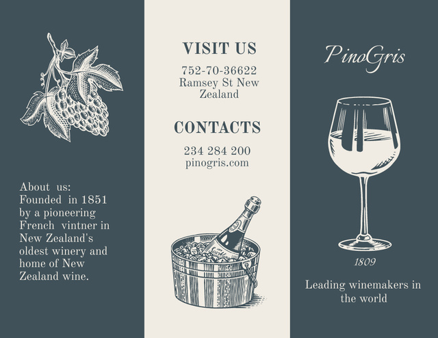 Wine Tasting with Wineglass Illustration Brochure 8.5x11in Design Template