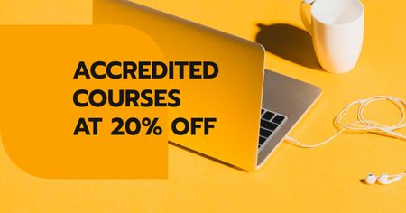 Accredited Courses Discount Offer with Laptop Facebook AD Design Template