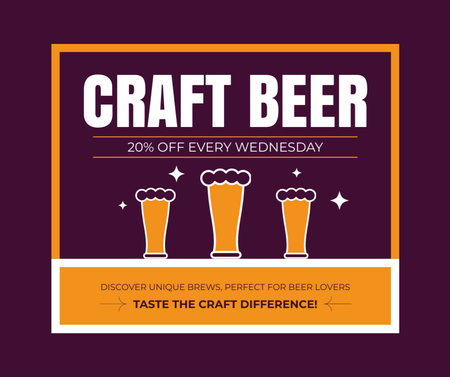 Discount on Craft Beer Every Wednesday Facebook Design Template