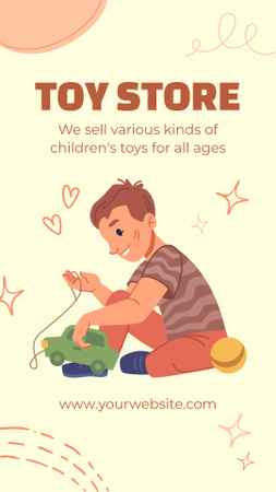 Мальчик играет с машинкой из детского магазина Instagram Story – шаблон для дизайна