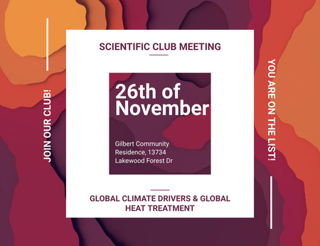 Scientific Club Meeting Announcement With 3d Layers Invitation 13.9x10.7cm Horizontal Design Template