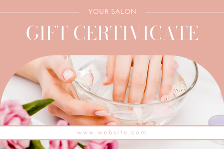 Beauty Salon Ad with Offer of Manicure Gift Certificate Design Template