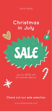 July Christmas Sale Announcement with Cute Illustration Flyer DIN Large Design Template