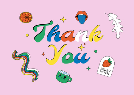 Szablon projektu Thankful Phrase with Bright Stickers Card
