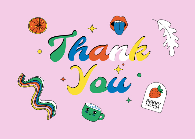 Thankful Phrase with Bright Stickers Card – шаблон для дизайна