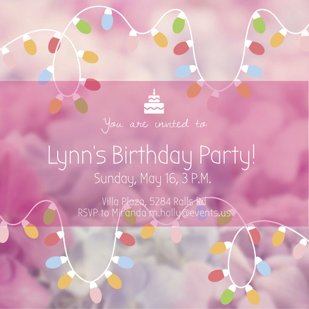 Birthday Party Garland Frame in Pink Instagram AD – шаблон для дизайну