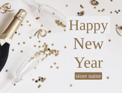New Year Greeting with Champagne Bottle