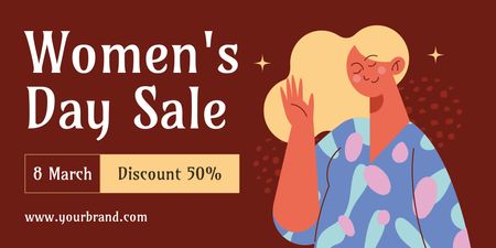International Women's Day Sale with Discount Twitter Design Template