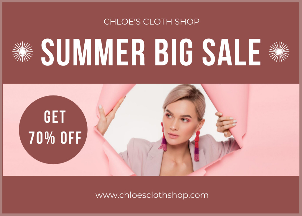 Layout of Big Summer Sale of Clothes Ad Postcard 5x7in Design Template