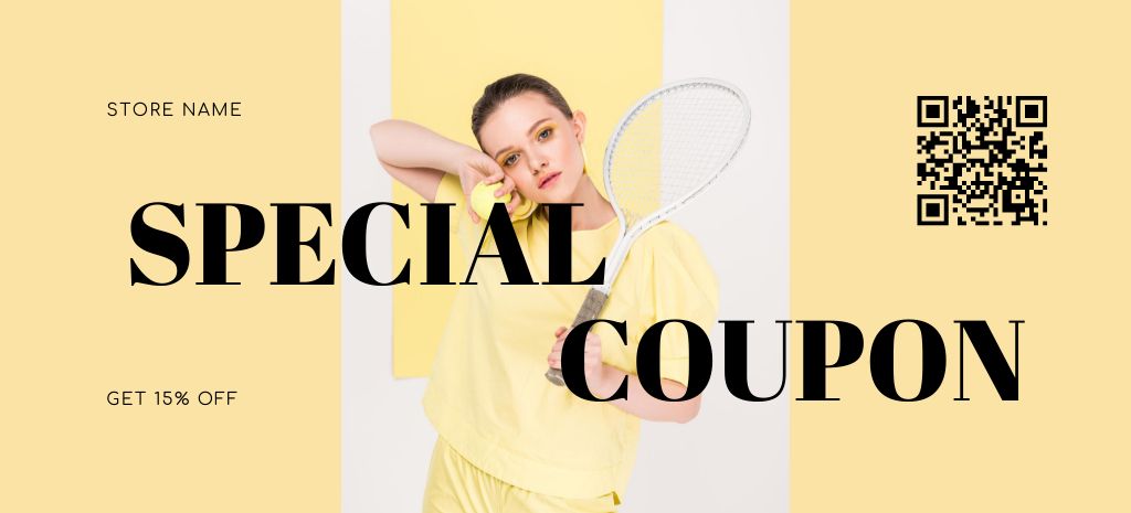 Tennis Lesson Special Voucher Coupon 3.75x8.25in Design Template
