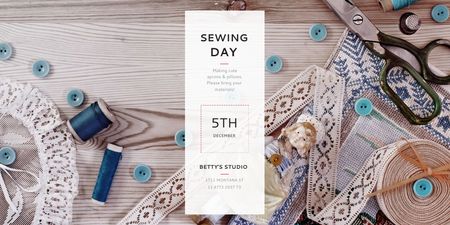 Sewing day event Announcement Twitter Modelo de Design