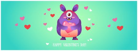 Platilla de diseño Valentine's Day Greeting with Cute Monster Facebook cover