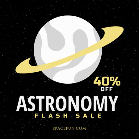 Platilla de diseño Astronomy Entertainment Flash Sale Offer With Planet Illustration Instagram