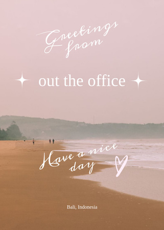 Ontwerpsjabloon van Postcard 5x7in Vertical van Groet voor kantoorpersoneel met zeegezicht