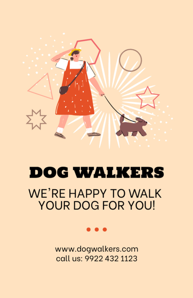 Dog Walkers Service Ad Flyer 5.5x8.5in Design Template
