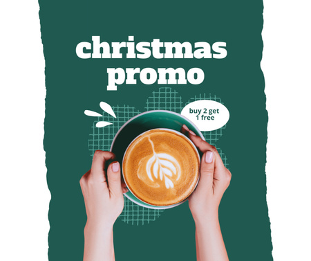 Christmas Promotion Hands Holding Coffee Cup Facebook Design Template
