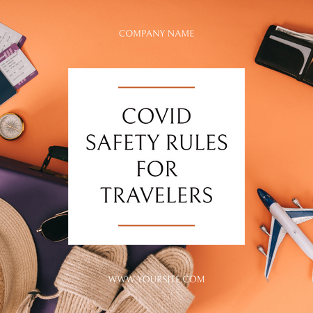 Modèle de visuel Règles de sécurité Covid pour voyager - Instagram