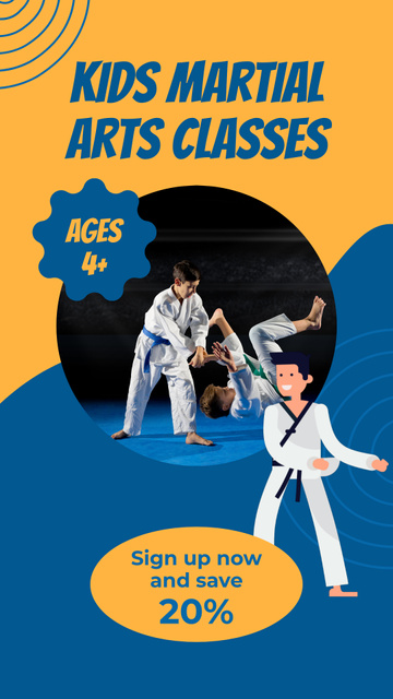 Martial Arts Classes For Kids At Discounted Rates Instagram Video Story Design Template