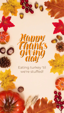 Thanksgiving Holiday Greeting With Leaves And Chestnuts TikTok Video Design Template